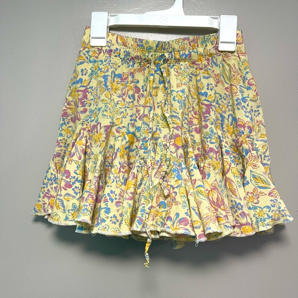 Aeropostale Floral Yellow Mini Skirt